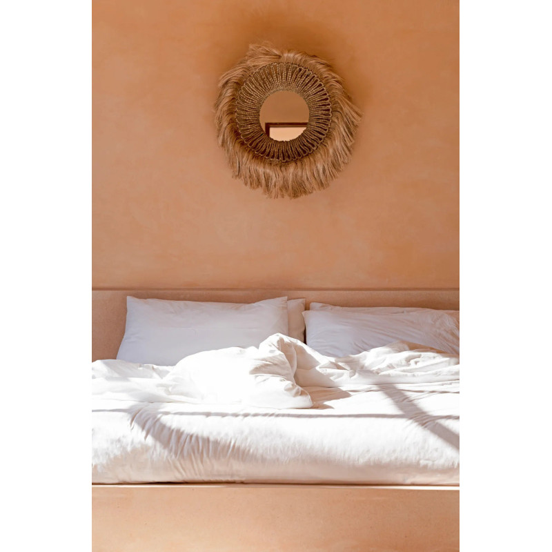 Miroir Mural Rond 85 cm en Herbe d'Abaca Naturel The Abaca Solomon 