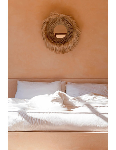 Miroir Mural Rond 85 cm en Herbe d'Abaca Naturel The Abaca Solomon 