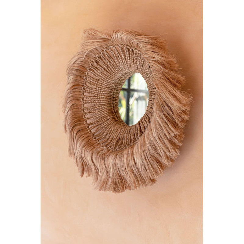 Miroir Mural Rond 85 cm en Herbe d'Abaca Naturel The Abaca Solomon 