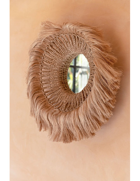 Miroir Mural Rond 85 cm en Herbe d'Abaca Naturel The Abaca Solomon 