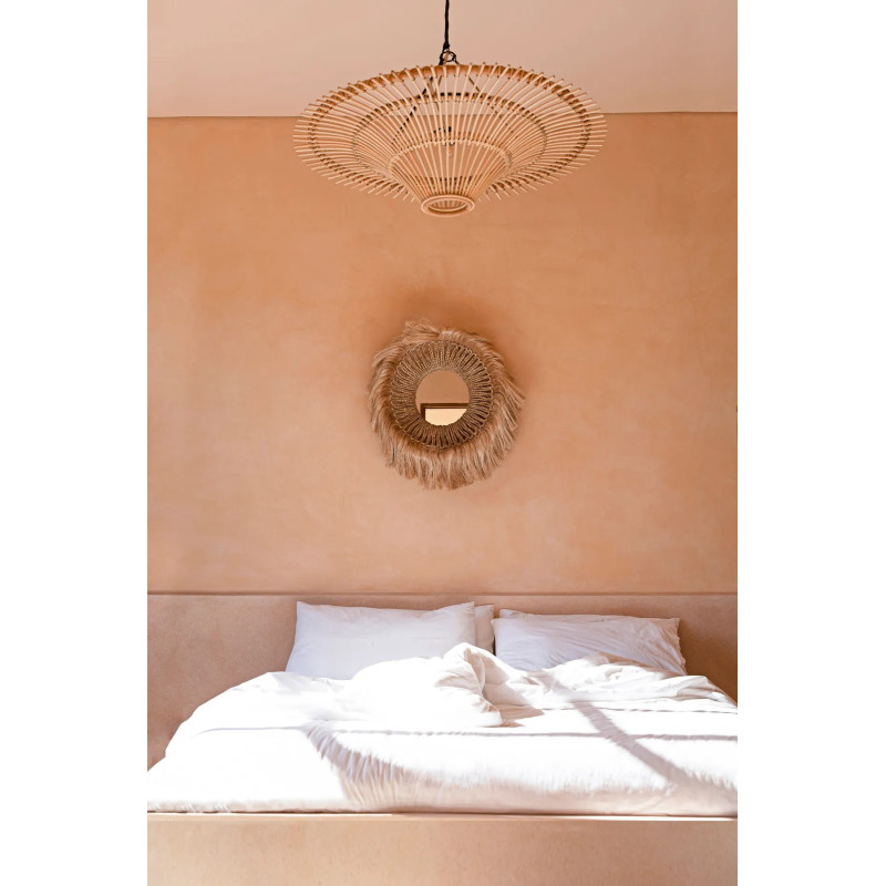 Miroir Mural Rond 85 cm en Herbe d'Abaca Naturel The Abaca Solomon 