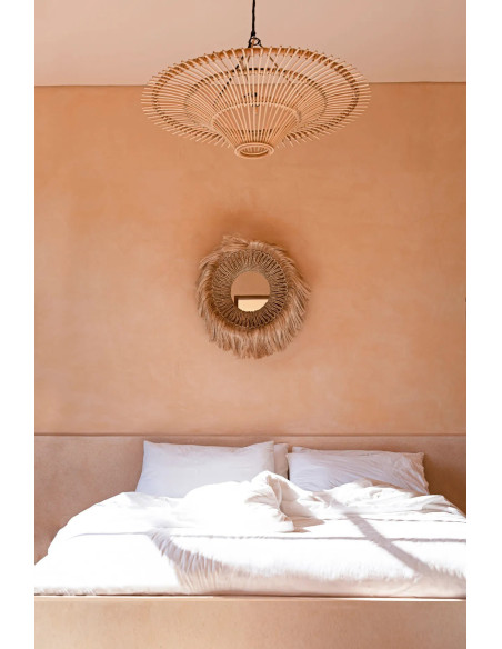 Miroir Mural Rond 85 cm en Herbe d'Abaca Naturel The Abaca Solomon 