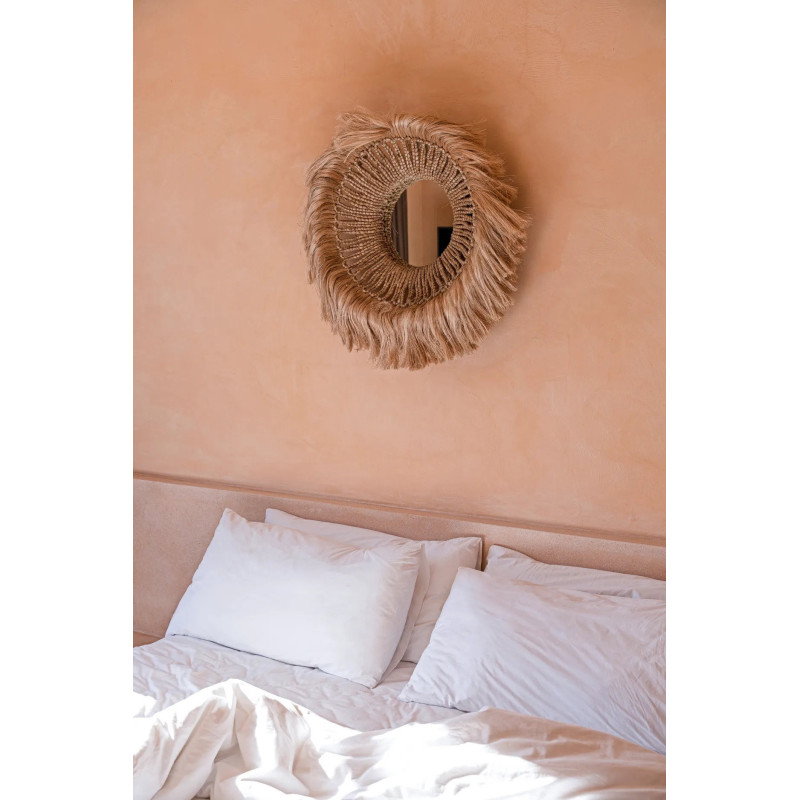 Miroir Mural Rond 85 cm en Herbe d'Abaca Naturel The Abaca Solomon 
