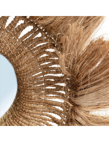 Miroir Mural Rond 85 cm en Herbe d'Abaca Naturel The Abaca Solomon 