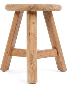 Tabouret moderne Rond en Bois de teck recyclé Naturel The Noguchi 