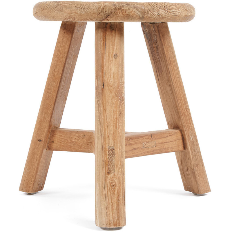 Tabouret moderne Rond en Bois de teck recyclé Naturel The Noguchi 