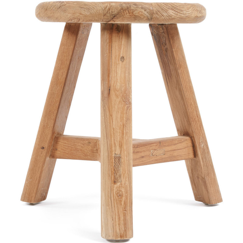 Tabouret moderne Rond en Bois de teck recyclé Naturel The Noguchi 
