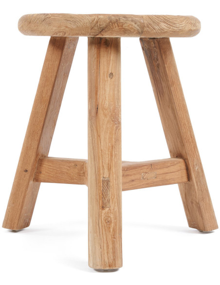 Tabouret moderne Rond en Bois de teck recyclé Naturel The Noguchi 