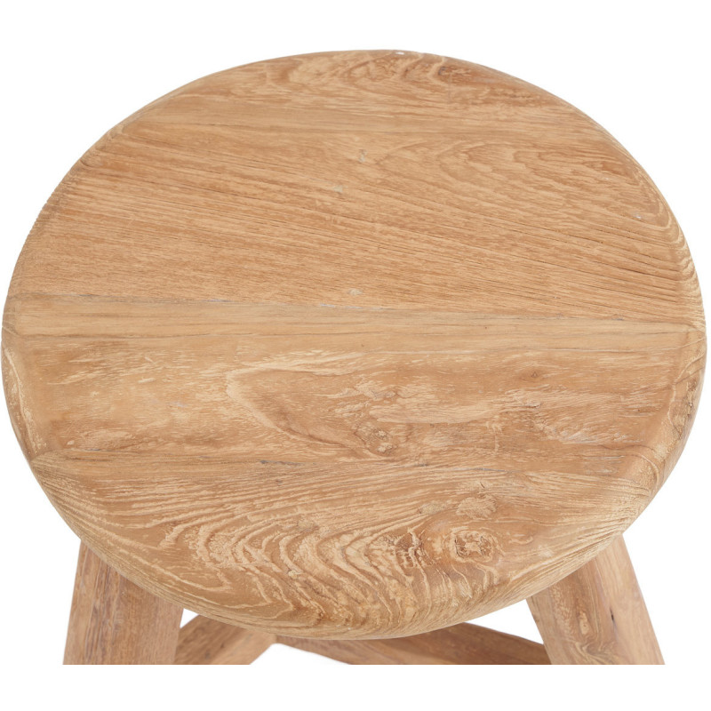 Tabouret moderne Rond en Bois de teck recyclé Naturel The Noguchi 