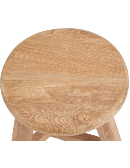 Tabouret moderne Rond en Bois de teck recyclé Naturel The Noguchi 