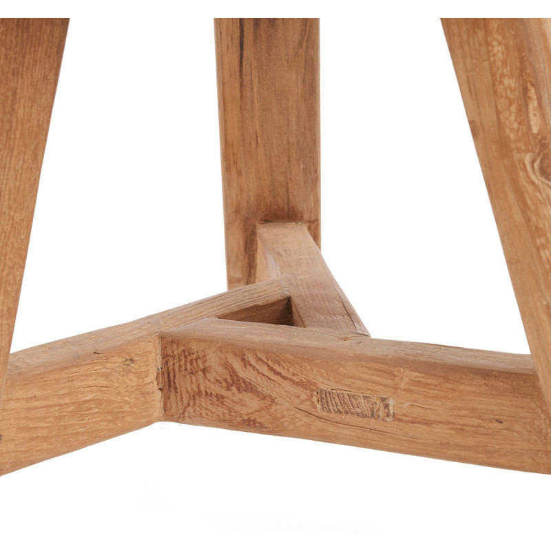 Tabouret moderne Rond en Bois de teck recyclé Naturel The Noguchi 