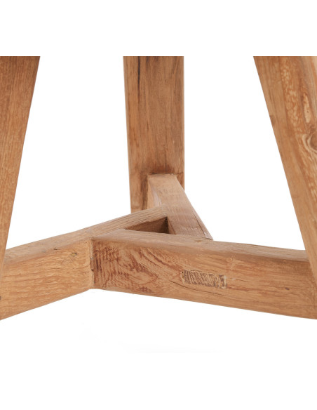 Tabouret moderne Rond en Bois de teck recyclé Naturel The Noguchi 