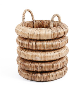 Panier de rangement 2 anses bohème chic Rond 54x66 Jacinthe d'eau Naturel Tressé The Chunky 