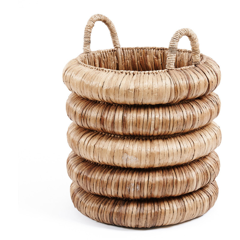 Panier de rangement 2 anses bohème chic Rond 54x66 Jacinthe d'eau Naturel Tressé The Chunky 