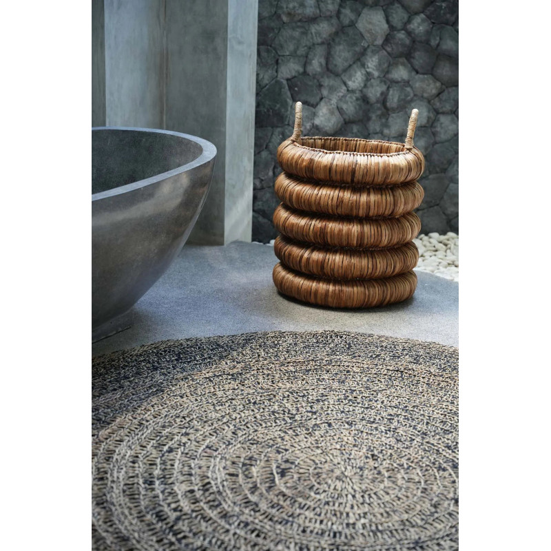Panier de rangement 2 anses bohème chic Rond 54x66 Jacinthe d'eau Naturel Tressé The Chunky 