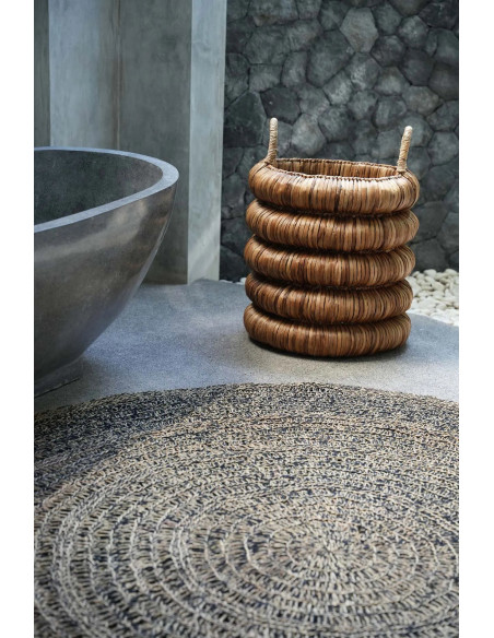 Panier de rangement 2 anses bohème chic Rond 54x66 Jacinthe d'eau Naturel Tressé The Chunky 