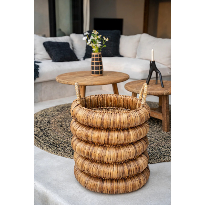 Panier de rangement 2 anses bohème chic Rond 54x66 Jacinthe d'eau Naturel Tressé The Chunky 