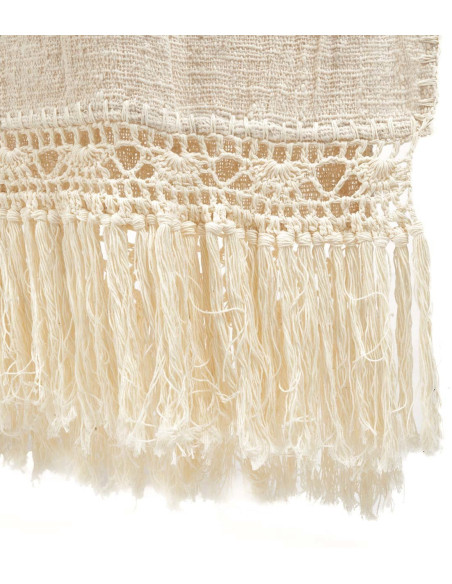 Plaid XXL original Bohème chic 270x135 en Coton Naturel Avec franges The Gipsy 