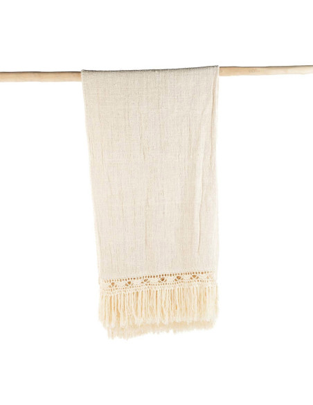 Plaid XXL original Bohème chic 270x135 en Coton Naturel Avec franges The Gipsy 