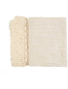 Plaid XXL original Bohème chic 270x135 en Coton Naturel Avec franges The Gipsy