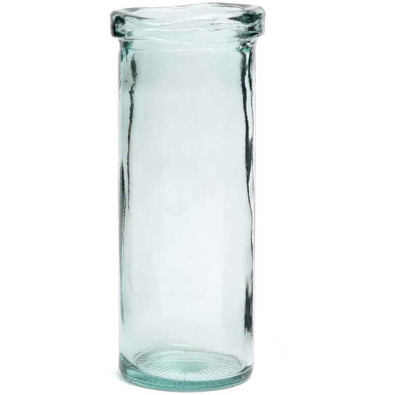 Vase moderne Cylindrique Hauteur 28 cm Verre recyclé Bleu Transparent The Jiandan 