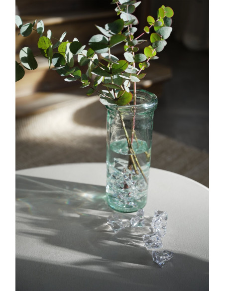 Vase moderne Cylindrique Hauteur 28 cm Verre recyclé Bleu Transparent The Jiandan 