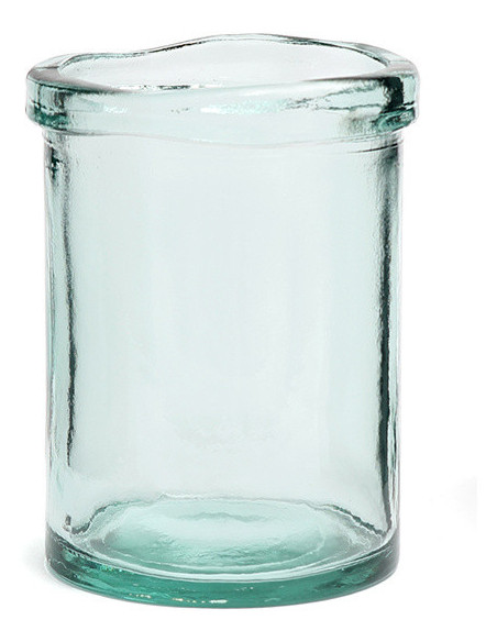 Vase moderne Cylindrique Hauteur 20 cm Verre recyclé Bleu Transparent The Jiandan 