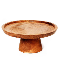 Présentoir à gâteau sur pied Rond 20 cm en Racine de teck Naturel The Teak Root 