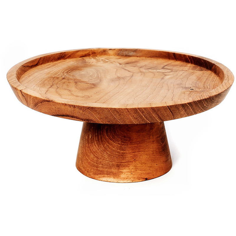 Présentoir à gâteau sur pied Rond 20 cm en Racine de teck Naturel The Teak Root 
