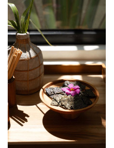 Présentoir à gâteau sur pied Rond 20 cm en Racine de teck Naturel The Teak Root 