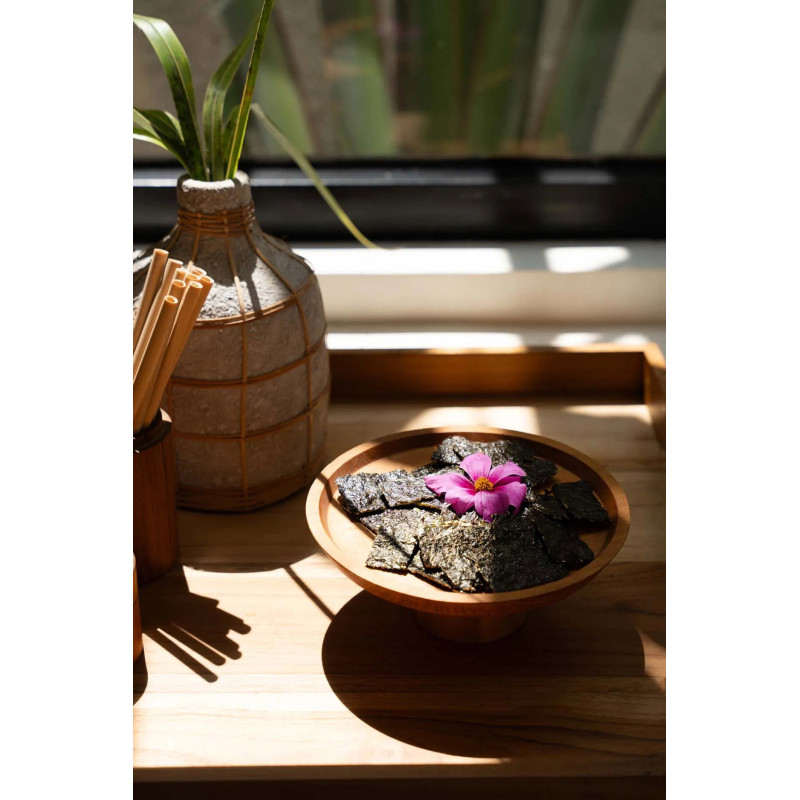 Présentoir à gâteau sur pied Rond 20 cm en Racine de teck Naturel The Teak Root 