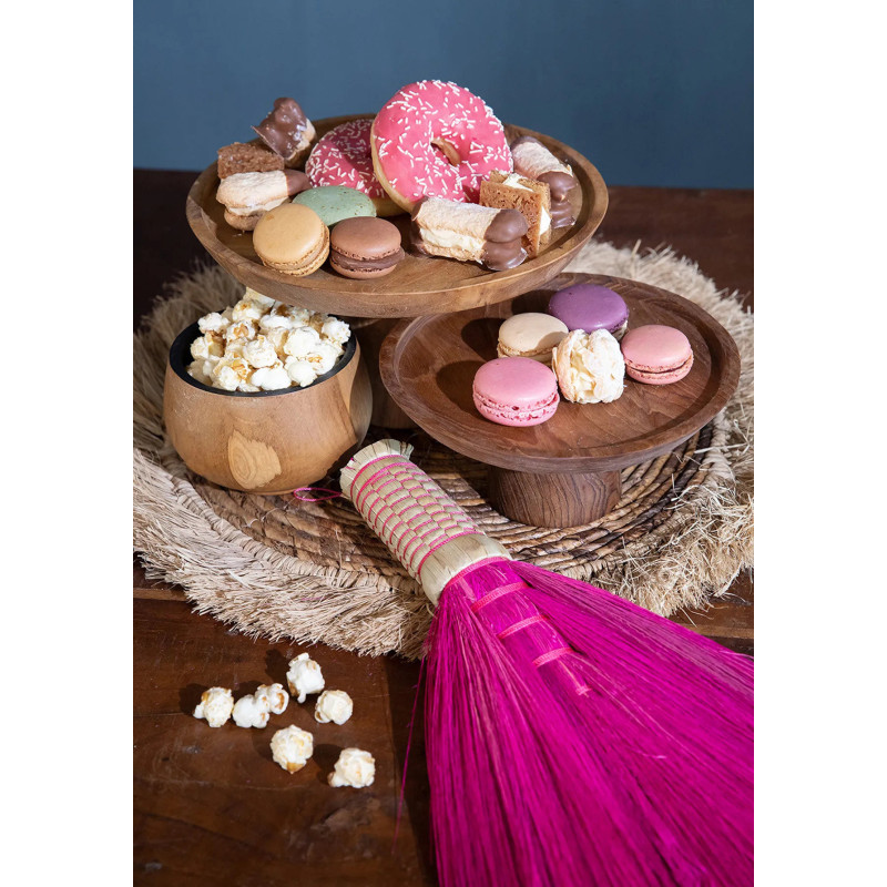 Présentoir à gâteau sur pied Rond 20 cm en Racine de teck Naturel The Teak Root 