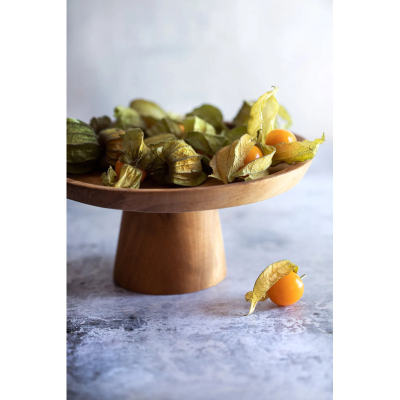 Présentoir à gâteau sur pied Rond 20 cm en Racine de teck Naturel The Teak Root 