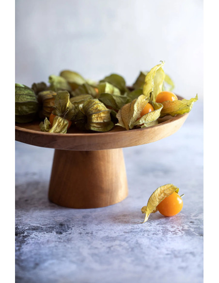 Présentoir à gâteau sur pied Rond 20 cm en Racine de teck Naturel The Teak Root 