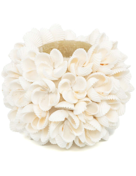 Bougeoir Rond Diamètre 9 cm en Coquillage Blanc The Flower Power 