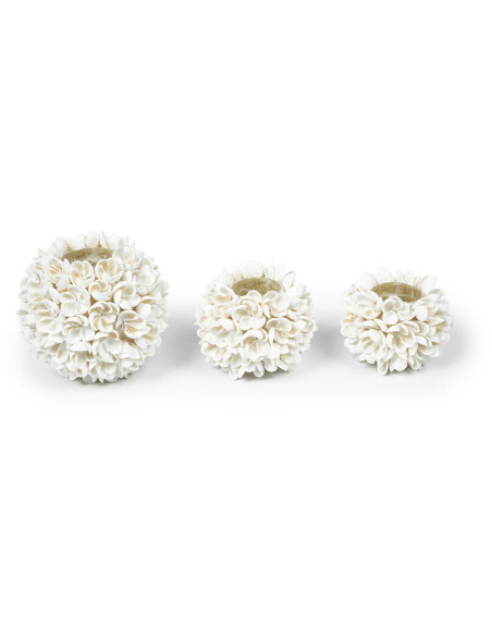 Bougeoir Rond Diamètre 9 cm en Coquillage Blanc The Flower Power 