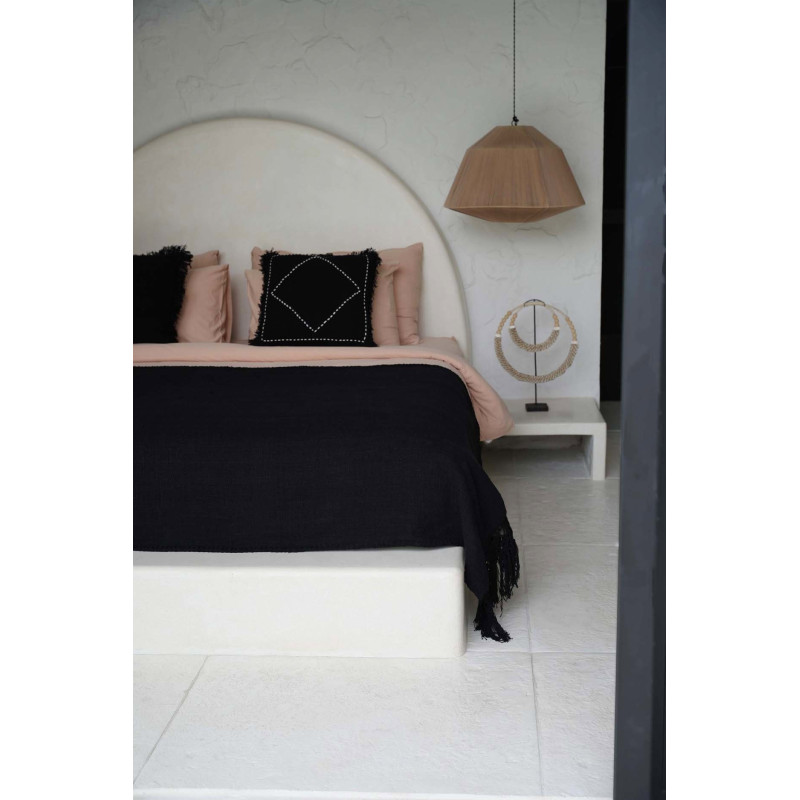 Plaid XXL original Bohème chic 260x122 en Coton Noir Avec franges The Gypsy 