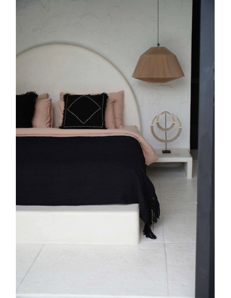 Plaid XXL original Bohème chic 260x122 en Coton Noir Avec franges The Gypsy 