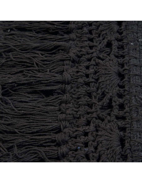 Plaid XXL original Bohème chic 260x122 en Coton Noir Avec franges The Gypsy 