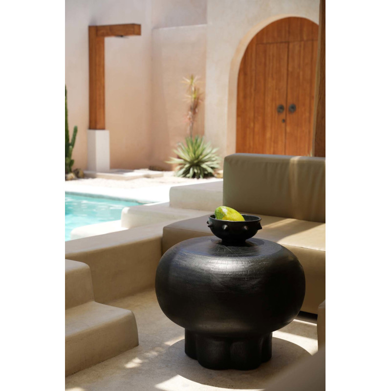 Saladier original rond 22 cm Terre cuite Noir Effet brulé The Burned 