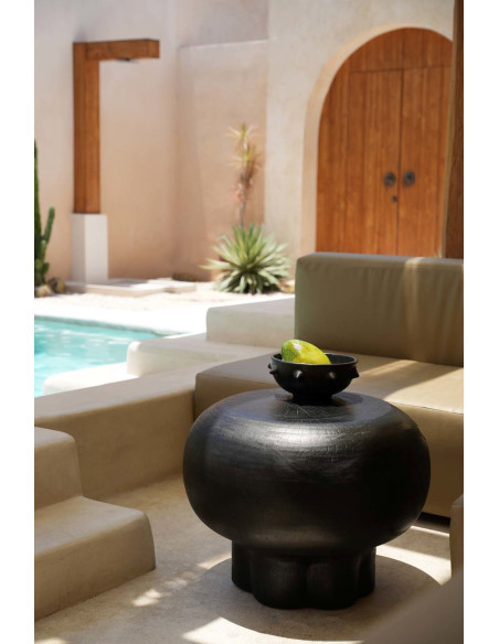 Saladier original rond 22 cm Terre cuite Noir Effet brulé The Burned 