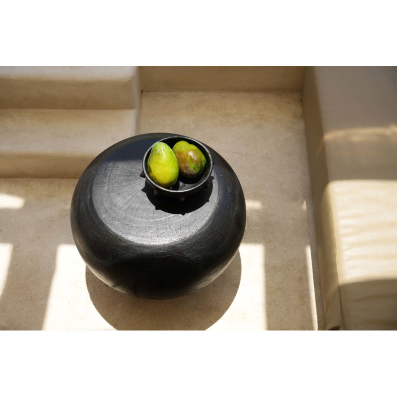 Saladier original rond 22 cm Terre cuite Noir Effet brulé The Burned 