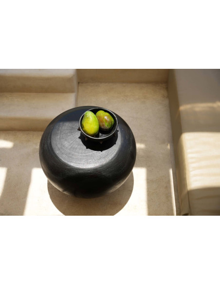 Saladier original rond 22 cm Terre cuite Noir Effet brulé The Burned 