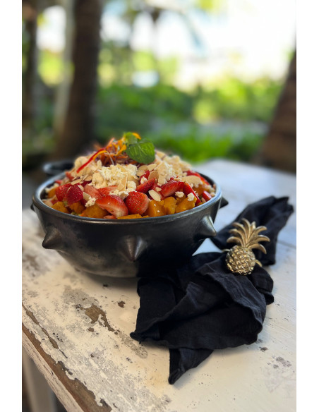 Saladier original rond 22 cm Terre cuite Noir Effet brulé The Burned 