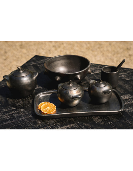 Saladier original rond 22 cm Terre cuite Noir Effet brulé The Burned 