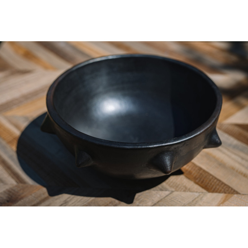 Saladier original rond 22 cm Terre cuite Noir Effet brulé The Burned 