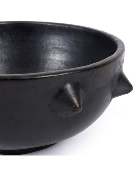 Saladier original rond 22 cm Terre cuite Noir Effet brulé The Burned 