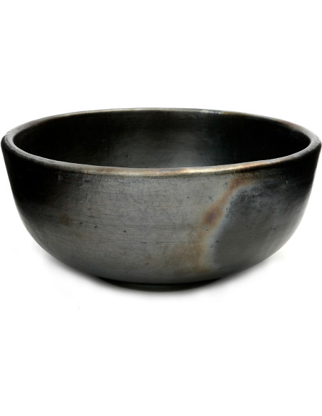 Saladier rond 20 cm Terre cuite Noir Effet brulé The Burned 