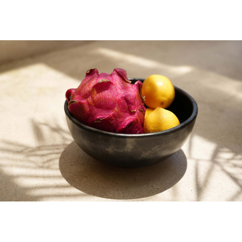 Saladier rond 20 cm Terre cuite Noir Effet brulé The Burned 