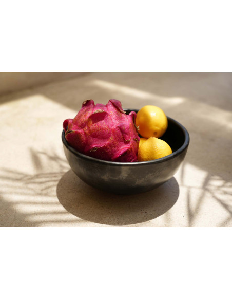 Saladier rond 20 cm Terre cuite Noir Effet brulé The Burned 